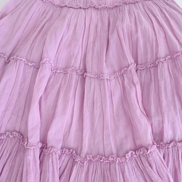 Anthropologie Samant Chauhan Lola Tiered Tunic Liliac 100% Cotton Midi Dress XS - Picture 6 of 11